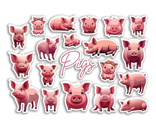 A5-Aufkleberbogen Schweine-Vinyl-Aufkleber – Ferkel, Bauer, Kawaii, Tiere, Bauernhof, Scrapbooking, Reiseetikett, Freund, Mädchen, Jungen, ästhetisch, #81500 von DV DESIGN