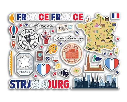 A5 Aufkleberbogen Strasburg Sehenswürdigkeiten Vinyl Aufkleber – Frankreich Französische Briefmarken Skyline Flagge Karte Reise Urlaub Stadt Scrapbook Ästhetik #80452 von DV DESIGN