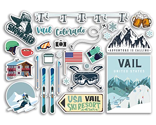 A5 Aufkleberbogen Vail Vinyl Aufkleber – Colorado United States USA Ski Resort Berge Snowboard Urlaub Flagge Reise Schnee Sport Gepäck Scrapbooking #79069 von DV DESIGN