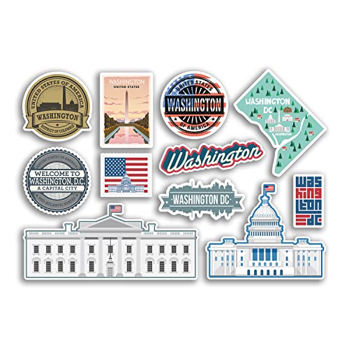 A5 Aufkleberbogen Washington DC Vinyl-Aufkleber – Amerika USA Hauptstadt White House Holiday Travel #78498 von DV DESIGN