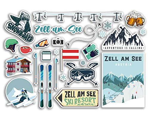 A5 Aufkleberbogen Zell Am See Vinyl Aufkleber - Österreich Österreich Ski Resort Berge Snowboard Urlaub Flagge Reise Schneesport Gepäck Scrapbooking #79063 von DV DESIGN