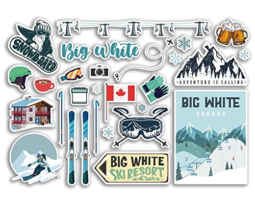 A5 Aufkleberbogen groß weiß Vinyl Aufkleber – Kanada Kanadisch Ski Resort Berge Snowboard Urlaub Flagge Reise Schnee Sport Gepäck Scrapbooking #79041 von DV DESIGN