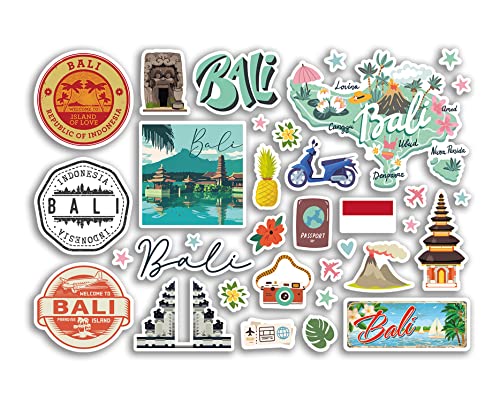 A5 Stickerbogen Bali Sehenswürdigkeiten Vinyl Aufkleber – Indonesien Strand Meer Briefmarken Skyline Flagge Reise Urlaub Karte Stadt Scrapbook Ästhetisch #80531 von DV DESIGN