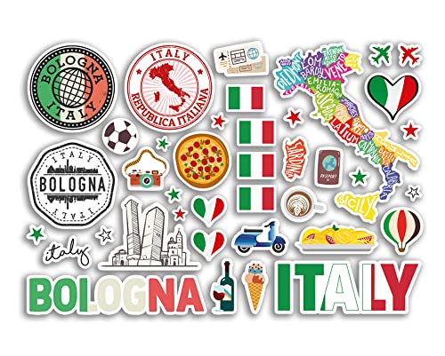 A5 Stickerbogen Bologna Sehenswürdigkeiten Vinyl Aufkleber – Italien Italienische Briefmarken Skyline Flagge Karte Reise Urlaub Stadt Scrapbook Ästhetisch #80485 von DV DESIGN