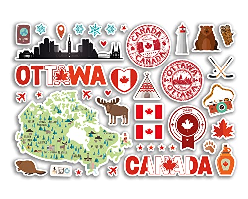 A5 Stickerbogen Ottawa Sehenswürdigkeiten Vinyl Aufkleber – Kanada Kanada Kanada Briefmarken Skyline Flagge Reise Urlaub Karte Stadt Scrapbook Ästhetisch #80503 von DV DESIGN