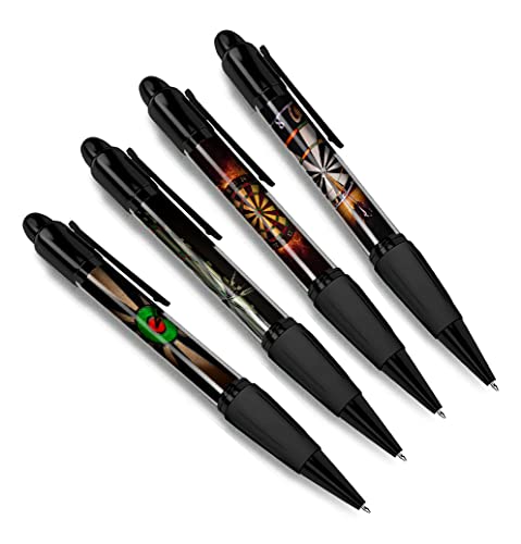 DV DESIGN Set mit 4 schwarzen Dart-Kugelschreibern – Game Sports Flight Bullseye Friends Jungen Mädchen Männer Frauen Thema Pen #79359 von DV DESIGN