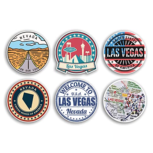 Nevada-Vinyl-Aufkleber, Las Vegas, US-Staat, Amerika, Reisekarte, Flagge, Urlaubsgepäck, 6 Stück von DV DESIGN