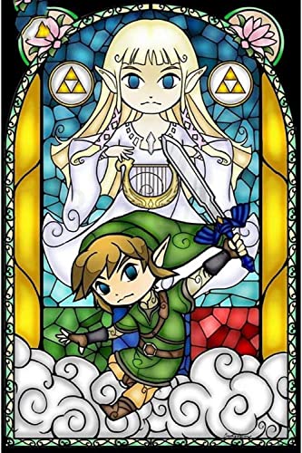 5D-Diamant-Malerei-Set für Erwachsene, Legend of Zelda, Diamantkunst, Malen nach Zahlen, mit Edelstein-Kunstbohrer und Punkten, 30,5 x 40,6 cm von DVBQQWE