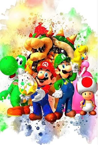 5D Diamond Painting Kits für Erwachsene DIY Super Mario Diamond Art Full Drill Kreuzstich Kit für Anfänger mit Muster Wanddekoration 30,5 x 40,6 cm von DVBQQWE