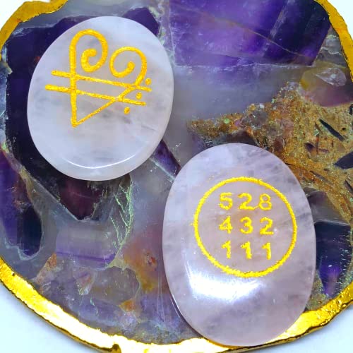 DVISHA - Liebesschalter aus Rosenquarz Kristall Wort und Zibu Feng Shui, Symbol für Geld Liebe und Glück, ovale Form, Natürlicher Heilstein für Wohlstand, Cabochon Reiki von DVISHA