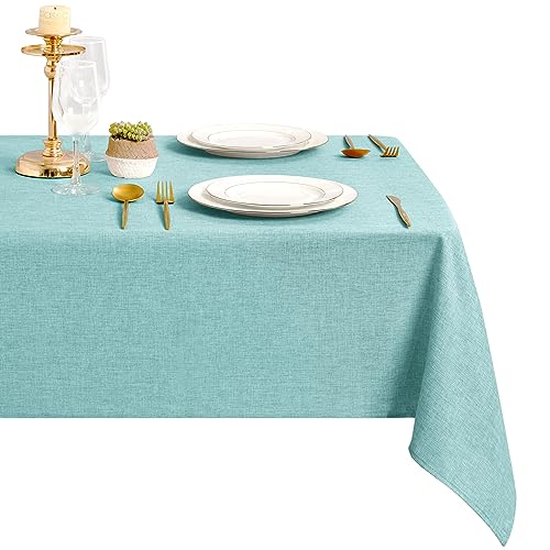 DWCN Blau Tischdecke Leinenoptik Abwaschbar Tischwäsche Wasserabweisend Tischtuch für Esszimmer, Garten, Party, Hochzeiten oder Haushalt,110x140cm von DWCN