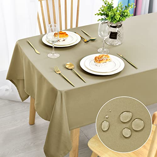 DWCN Khaki Tischdecke 135x180cm Fleckschutz Abwaschbar Tischwäsche Wasserdicht Tischtuch für Esszimmer, Garten, Party, Hochzeiten oder Haushalt von DWCN