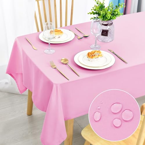 DWCN Rosa Tischdecke 110x140cm Fleckschutz Abwaschbar Tischwäsche Wasserdicht Tischtuch für Esszimmer, Garten, Party, Hochzeiten oder Haushalt von DWCN