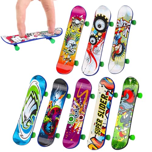 DWFEYOI Finger Skateboard Set,8 Stück Mitgebsel Kindergeburtstag, Spielzeug-Finger-Skateboard-Griffbretter, Geschenke für Kinder, Kindergeburtstag Gastgeschenke von DWFEYOI