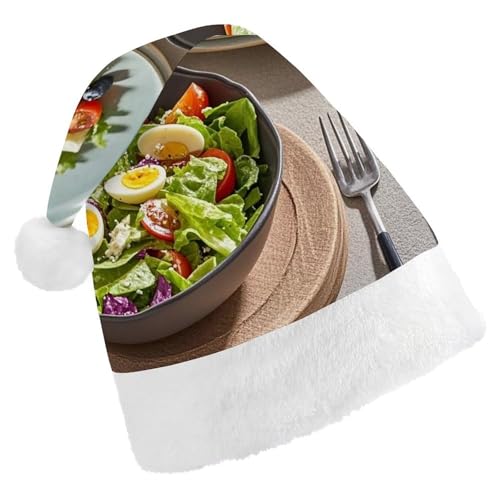 DWTJKMS Delicious Salad Weihnachtsmannmütze, klassische Weihnachtsmütze, dicke Weihnachtsmütze, lustige Urlaubsmütze für Uni-Erwachsene von DWTJKMS