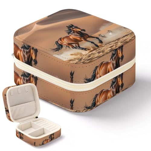 DWTJKMS Reise-Schmuckkästchen, Motiv: Pferde, die in Wüstensturm laufen, Mini-Schmuckhalter, Organizer, Box, multifunktionale Schmuckschatulle für Ringe, Ohrringe, Halsketten, Armreifen, Geschenke für DWTJKMS Reise-Schmuckkästchen, Motiv: Pferde, die in Wüstensturm laufen, Mini-Schmuckhalter, Organizer, Box, multifunktionale Schmuckschatulle für Ringe, Ohrringe, Halsketten, Armreifen, Geschenke für von DWTJKMS