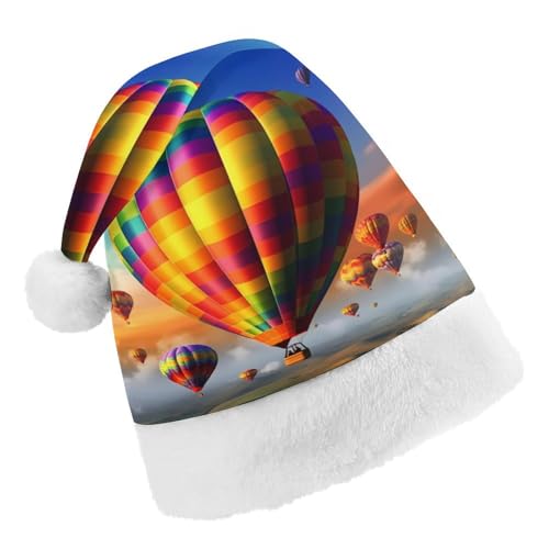 DWTJKMS Weihnachtsmannmütze, Weihnachtsfeier, Geschenk, Hüte, Weihnachten, Urlaub, Uni, Heißluftballons, Weihnachtsmütze, Partyhut von DWTJKMS