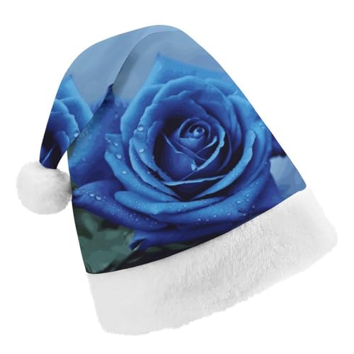 DWTJKMS Weihnachtsmütze, Weihnachtsfeier, Geschenk, Hüte, Weihnachten, Urlaub, Uni, romantische blaue Rose, Weihnachtsmütze, Partyhut von DWTJKMS