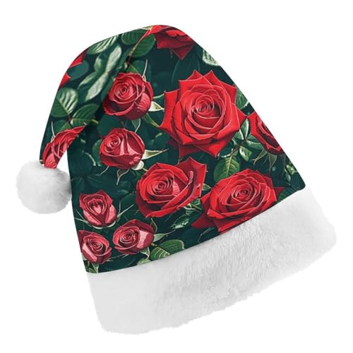 DWTJKMS Weihnachtsmütze, Weihnachtsfeier, Geschenk, Hüte, Weihnachten, Urlaub, Uni, rote Rose, romantisch, Weihnachtsmütze, Partyhut von DWTJKMS