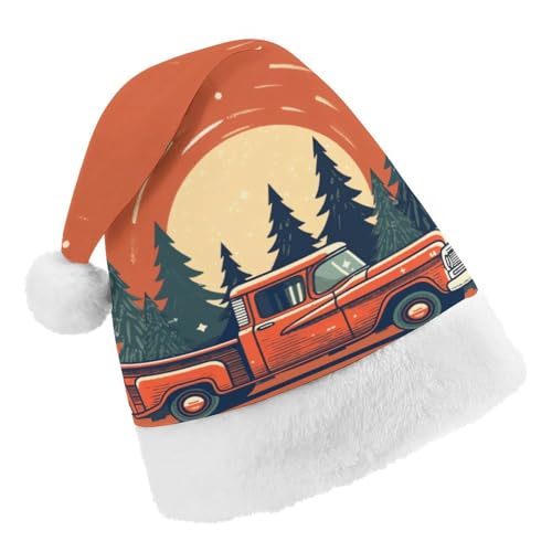 DWTJKMS Weihnachtsmütze, Weihnachtsmannmütze, Geschenk, Hüte, Weihnachten, Urlaub, Uni, roter Pickup-Truck, Weihnachtsmütze, Partyhut von DWTJKMS