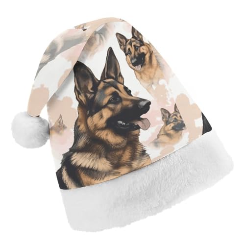 DWTJKMS Weihnachtsmütze, Weihnachtsmannmütze, Geschenk für Weihnachten, Urlaub, Uni, Deutscher Schäferhund, Hundeliebhaber, Weihnachtsmütze, Partyhut von DWTJKMS