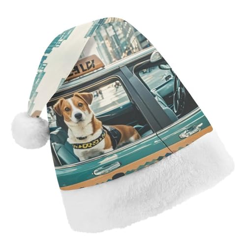 DWTJKMS Weihnachtsmütze, Weihnachtsmannmütze, Geschenk für Weihnachten, Urlaub, Uni, Taxi-Hund, Weihnachtsmütze, Partyhut von DWTJKMS