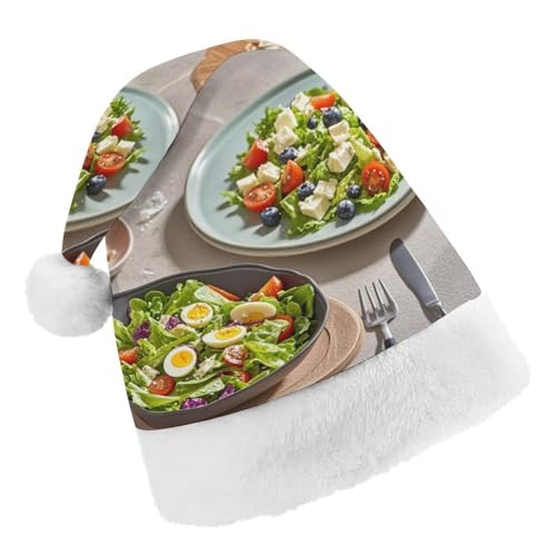 DWTJKMS Weihnachtsmütze, Weihnachtsmannmütze, Geschenk für Weihnachten, Urlaub, Uni, köstlicher Salat, Weihnachtsmütze, Partyhut von DWTJKMS