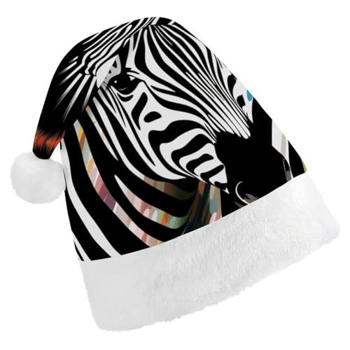 DWVSFJM Abstrakte Zebra-Weihnachtsmannmütze, weiche Weihnachtsmütze für Erwachsene, waschbar, Uni, stilvolle Urlaubskappe von DWVSFJM