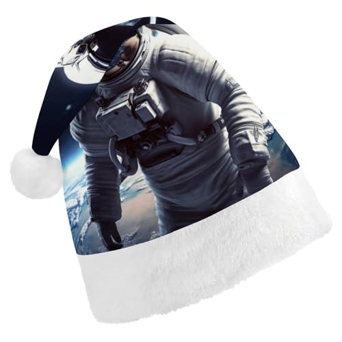 DWVSFJM Astronauten-Weihnachtsmannmütze, weich, für Erwachsene, waschbar, Uni, stilvolle Urlaubsmütze von DWVSFJM