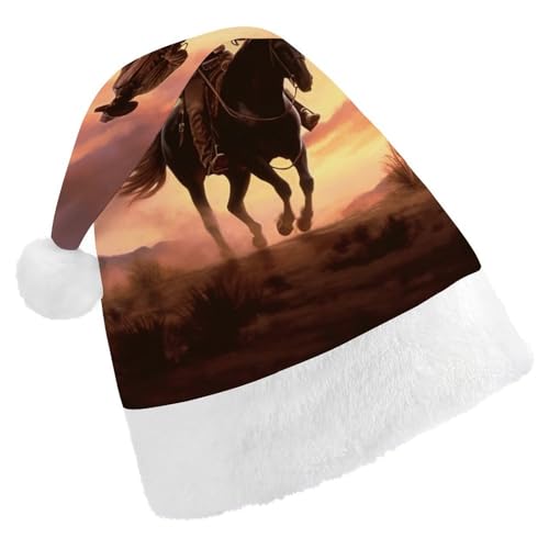 DWVSFJM Cowboy-West-Weihnachtsmannmütze, weich, für Erwachsene, waschbar, Uni, stilvolle Urlaubsmütze von DWVSFJM