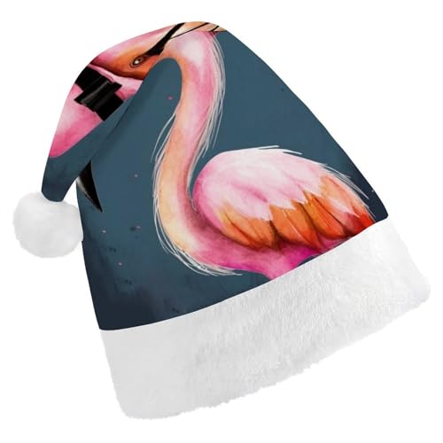 DWVSFJM Halloween-Flamingo-Hexenhut, Weihnachtsmannmütze, weiche Weihnachtsmütze für Erwachsene, waschbar, Uni, stilvolle Urlaubskappe von DWVSFJM