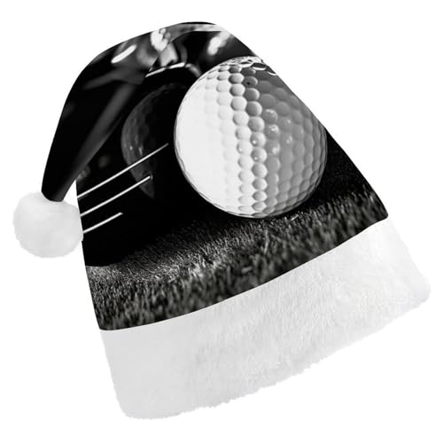 DWVSFJM Schwarze und weiße Golf-Weihnachtsmannmütze, weiche Weihnachtsmütze für Erwachsene, waschbar, Uni, stilvolle Urlaubsmütze von DWVSFJM