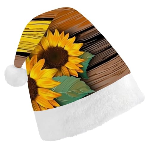 DWVSFJM Weihnachtsmütze aus Holz, Sonnenblumen-Motiv, weich, waschbar, Uni, stilvolle Urlaubsmütze von DWVSFJM