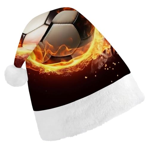 DWVSFJM Weihnachtsmütze mit Feuerfußball-Motiv, weich, für Erwachsene, waschbar, Uni, stilvolle Urlaubsmütze von DWVSFJM