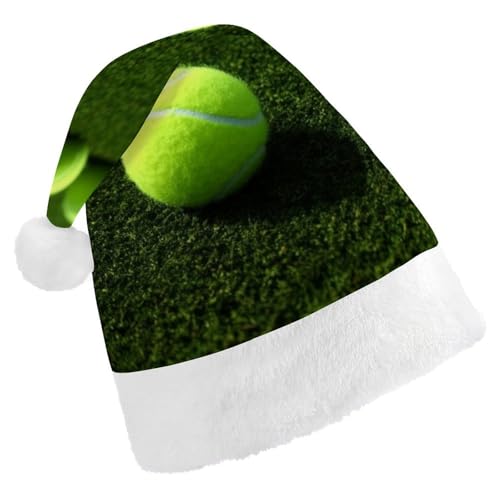 DWVSFJM Weihnachtsmütze mit Tennisbällen auf Tennisgras, weich, waschbar, Uni, stilvolle Urlaubskappe von DWVSFJM