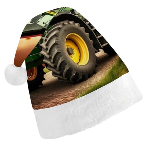 DWVSFJM Weihnachtsmütze mit Traktor-Motiv, weiche Weihnachtsmütze für Erwachsene, waschbar, Uni, stilvolle Urlaubsmütze von DWVSFJM