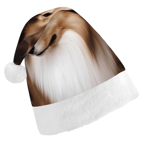 Shelties Hunde-Weihnachtsmannmütze, weich, waschbar, Uni, stilvolle Urlaubsmütze von DWVSFJM