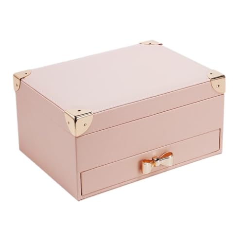 DWZXL Schmuckkästchen Einfache Leichte Luxus-Schmuckaufbewahrungsbox Aus PU-Leder Im Europäischen Stil, Schmuckschatulle Mit Schleife Und Schublade Schmuckbox(Pink) von DWZXL