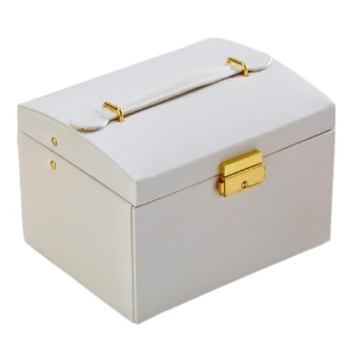 DWZXL Schmuckkästchen Einfache Leichte Luxus-Schmuckschatulle, Tragbare Aufbewahrungsbox Mit Zwei Schubladen For Ringe, Halsketten Und Ohrringe, Handschmuck Schmuckbox(White) von DWZXL