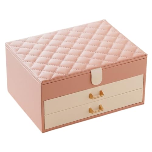 DWZXL Schmuckkästchen Einfache Leichte Luxus-Schmuckschatulle Pu-Leder-Schublade Dreischichtige Schmuck-Aufbewahrungsbox Schmuck-Aufbewahrungsbox Home Schmuckbox(Pink) von DWZXL