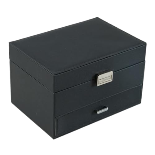 DWZXL Schmuckkästchen Tragbare Schmuckschatulle Im Europäischen Stil, Schmuckschatulle Mit Freizeitschublade, Multifunktionale Schmuckschatulle, Schmuckaufbewahrungsbox Schmuckbox(Black) von DWZXL