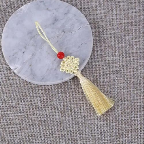 2/5 Stück 5 cm Festliche Quasten Anhänger chinesischer Knoten Seidenquasten Nähen Vorhang Charms Quaste DIY Handwerk Geschenk Schmuckherstellung Dekor-5 Stück-Beige von DXCCSA