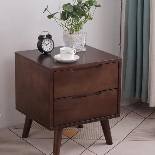 DXDRT Mid Century Modern Nachttisch Kommode, Massivholz Nachttisch mit Schubladen, Nachttisch Holz Nachttische für Schlafzimmer Wohnheim Wohnzimmer,2walnut von DXDRT