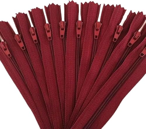 DXEAIN Reißverschlüsse, Nähreißverschluss, 3#10 Stück 20 cm weinrotes Nylon for Schneider-Näharbeiten, stark und stabil, von DXEAIN