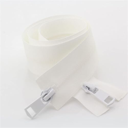 DXEAIN Reißverschlüsse, Nähreißverschluss, 5# schwarzer Nylon-wasserdichter Doppelschieber, unsichtbarer Reißverschluss for Nähen von Jacken, Sportnähen, stark und stabil.(White,70cm) von DXEAIN