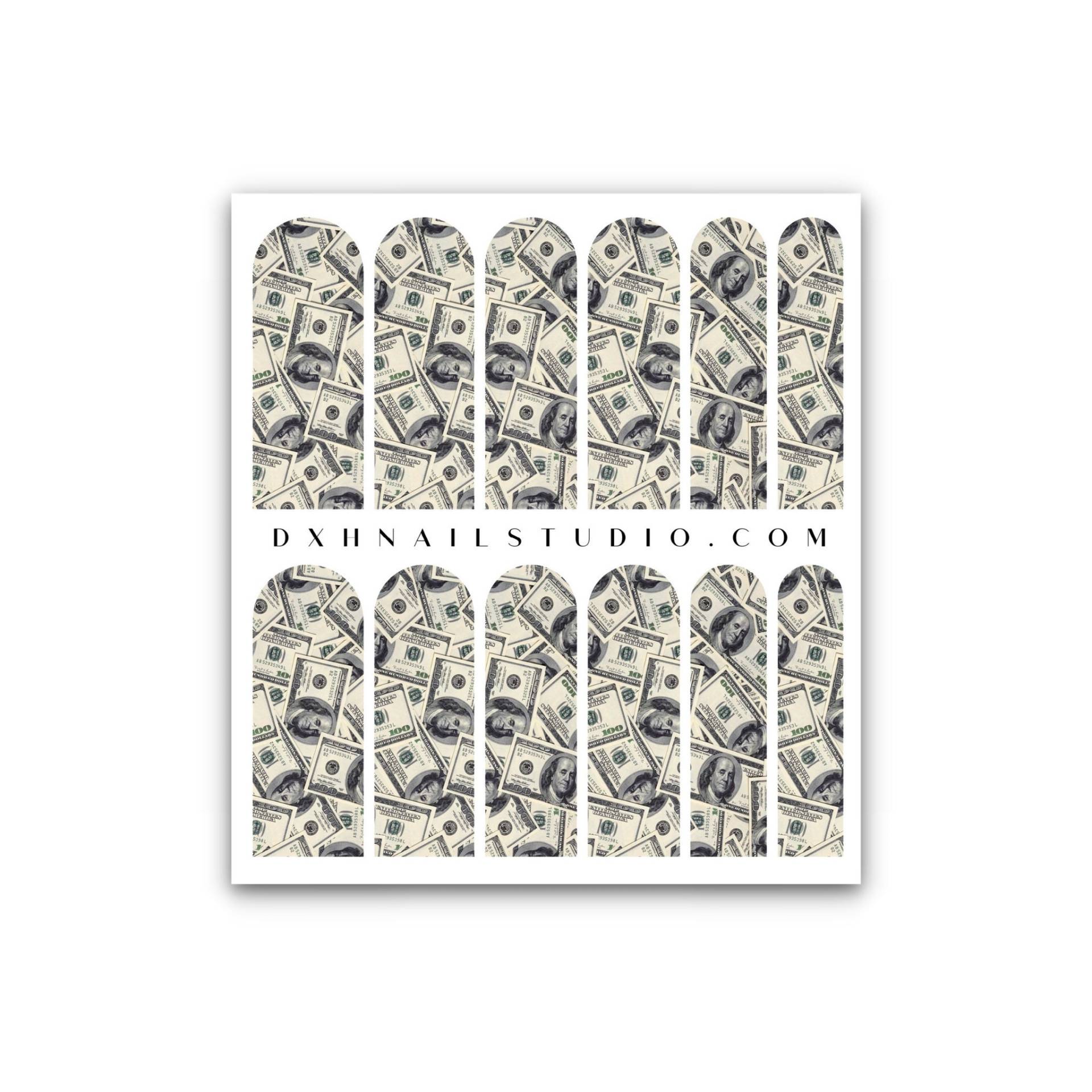 All About The Benjamins Geldnagel Aufkleber - Xl Nail Wraps Geldnägel Wasserrutsch von DXHNAILCO