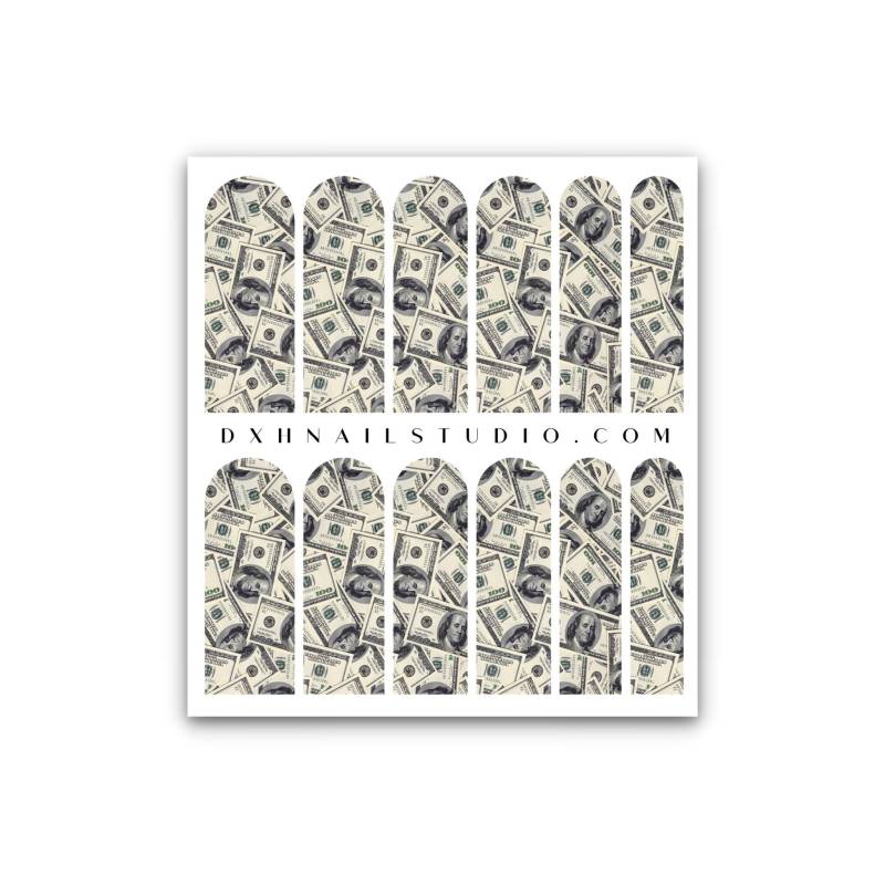 All About The Benjamins Geldnagel Aufkleber - Xl Nail Wraps Geldnägel Wasserrutsch von DXHNAILCO