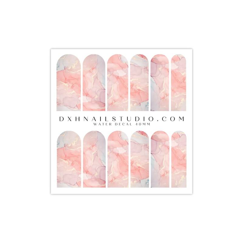 Blush Pink Quartz Marmor Nagel Abziehbilder - Wassertransfer Nail Wraps Für Acryl Gel X Press On Extensions Zubehör von DXHNAILCO