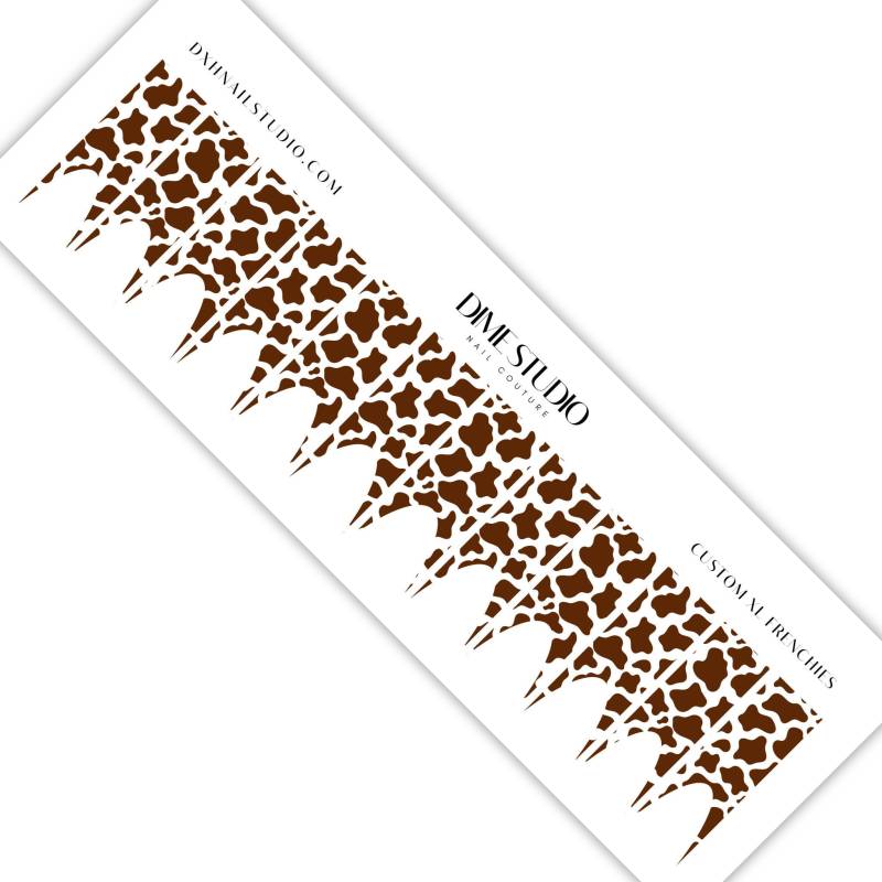 Braun Kuh Druck Xl Frenchies - Durchsichtige French Tip Nagel Abziehbilder Maniküre Zubehör Animal Print Kunst von DXHNAILCO