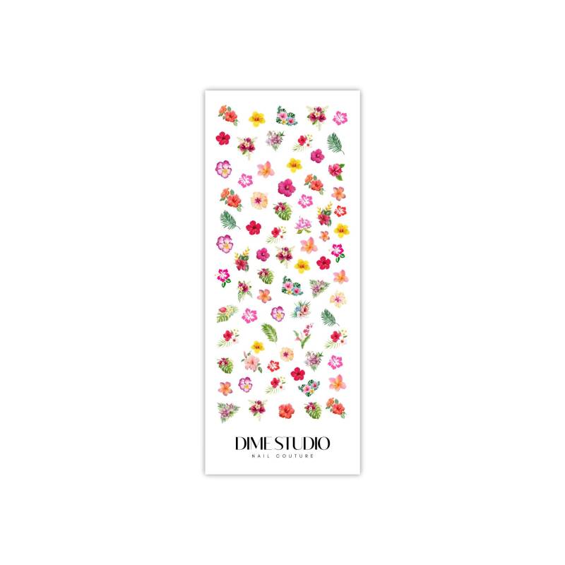 Frühling Sommer Blumen Nagel Abziehbild - Palmen Frons Hibiskus Blatt Nail Art Maniküre Zubehör Wassertransfer von DXHNAILCO